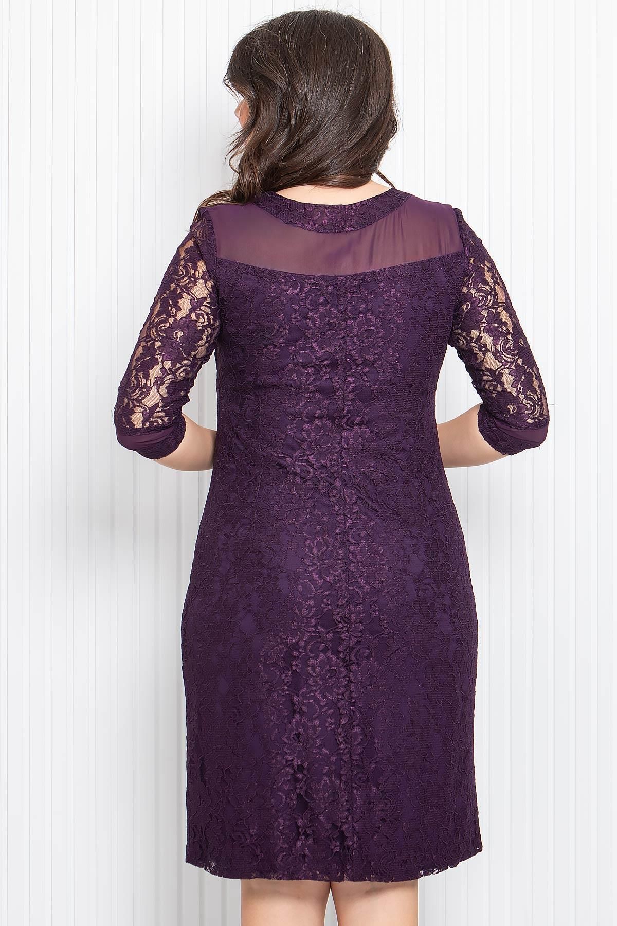 Modaviki-Plum Lace Evening Dress - Mda3093 5