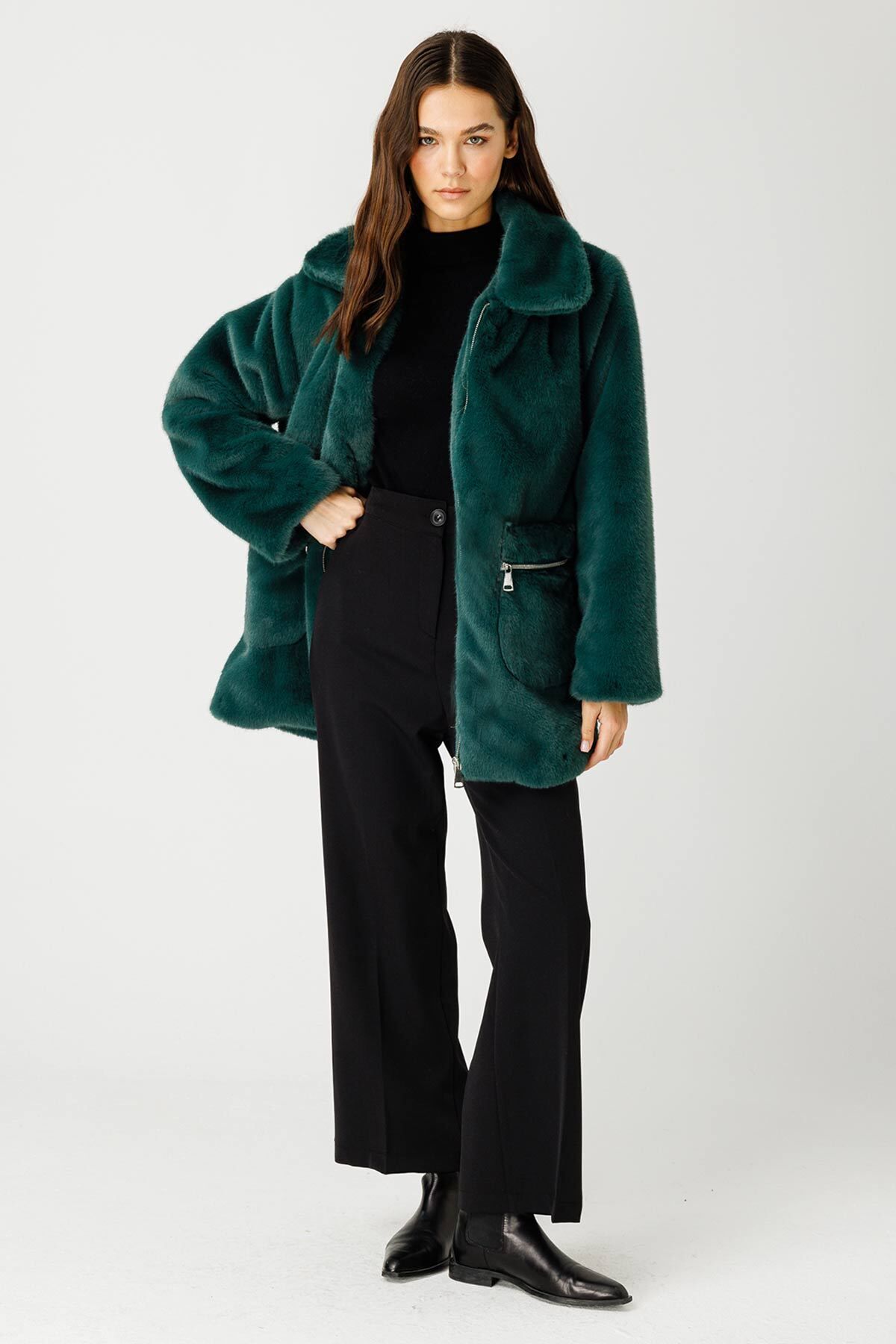 Hooopstore-Plush Green Coat 6