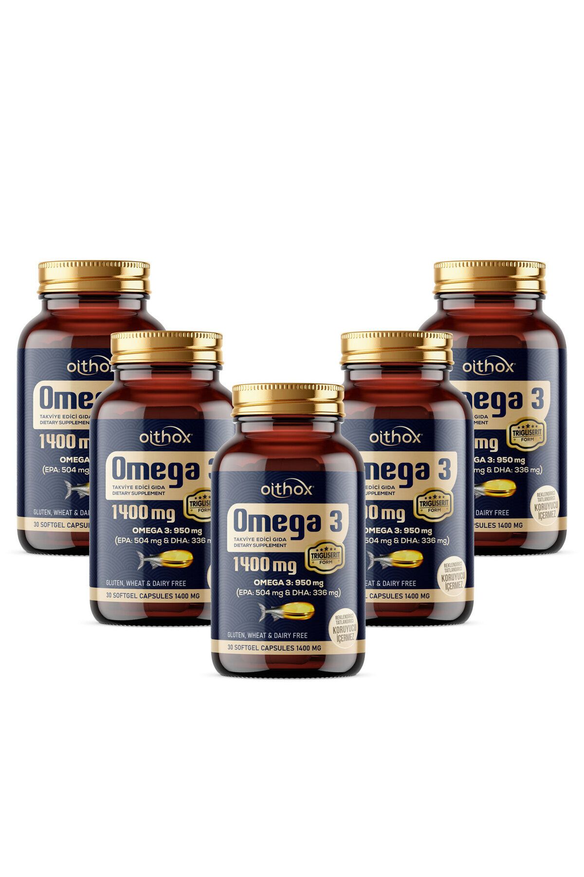 Oithox Omega 3 Balık Yağı 1400 mg 30 Kapsül 5'li Paket