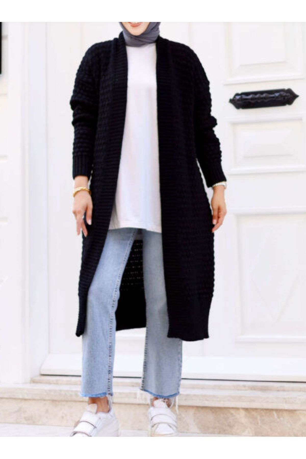 Vaniza-Patterned Knitwear Long Cardigan 2