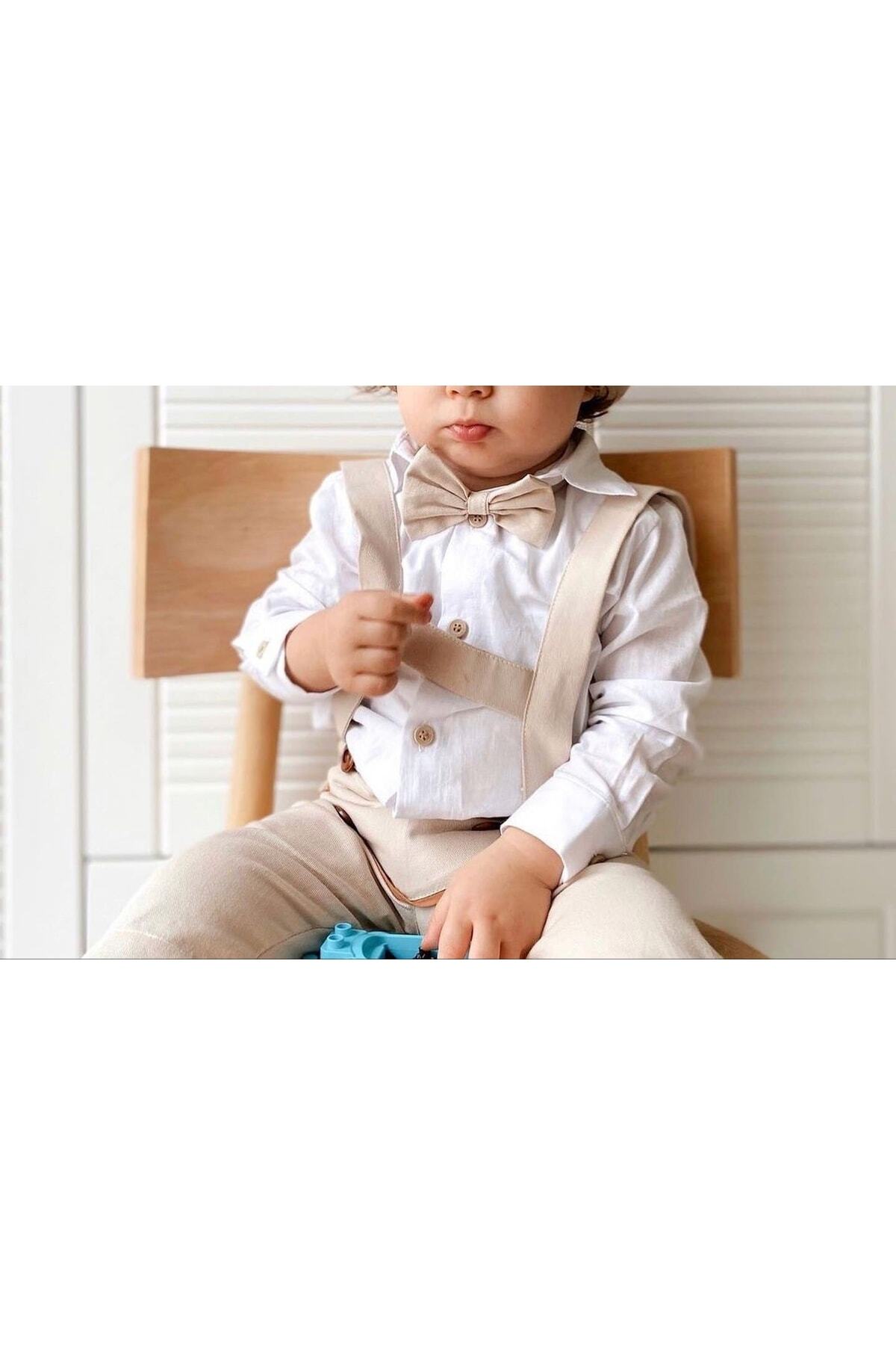 favorimkids Krem Salopet Gömlek Papyon fotoğrafı 2 (önizleme)