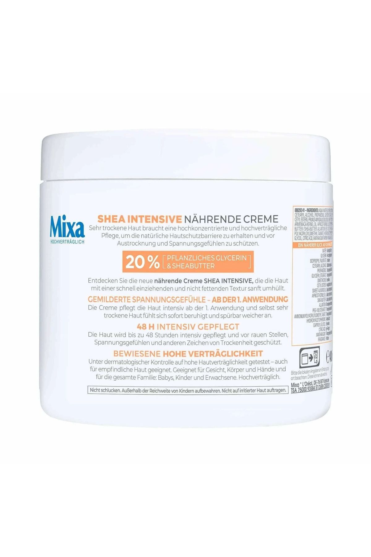 MİXA-20% Shea Ultra Soft Intensive Nourishing Cream 400ml 2