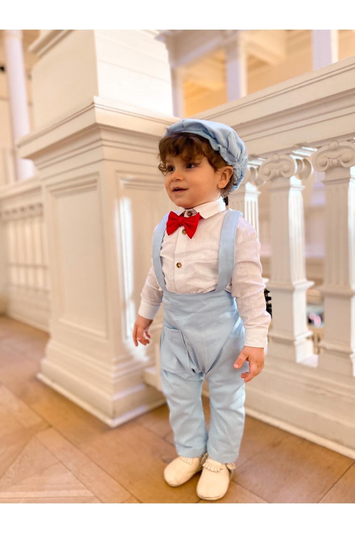 favorimkids Bebe Mavisi Bebek Salopet - Gömlek - Papyon - 3 Lü Set fotoğrafı 2 (önizleme)