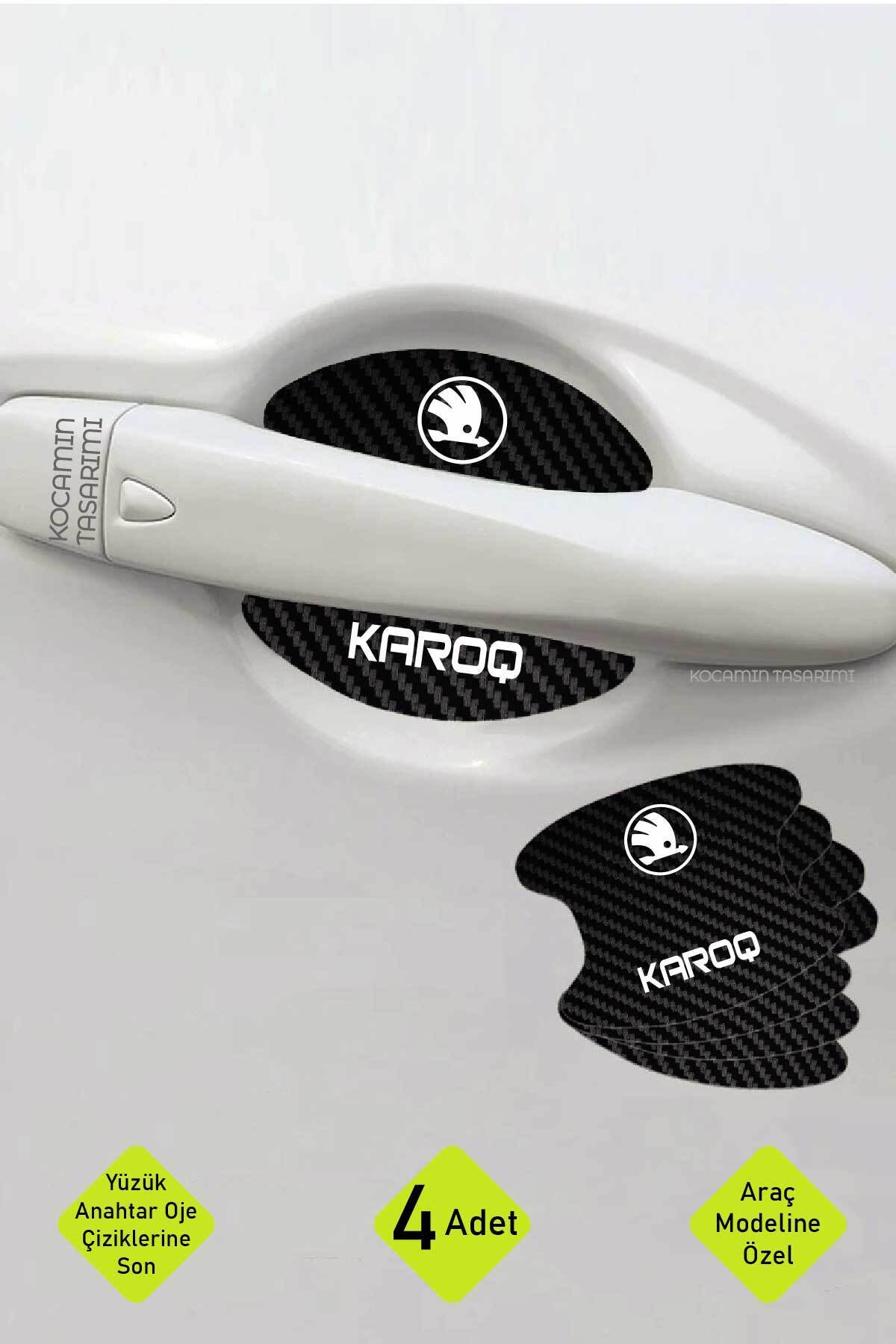 Kocamın Tasarımı Karbon Desenli Skoda Karoq Modeline Uygun Kapı İçi Çizik Koruma ve Estetik Folyo Takımı Karoq Yazılı