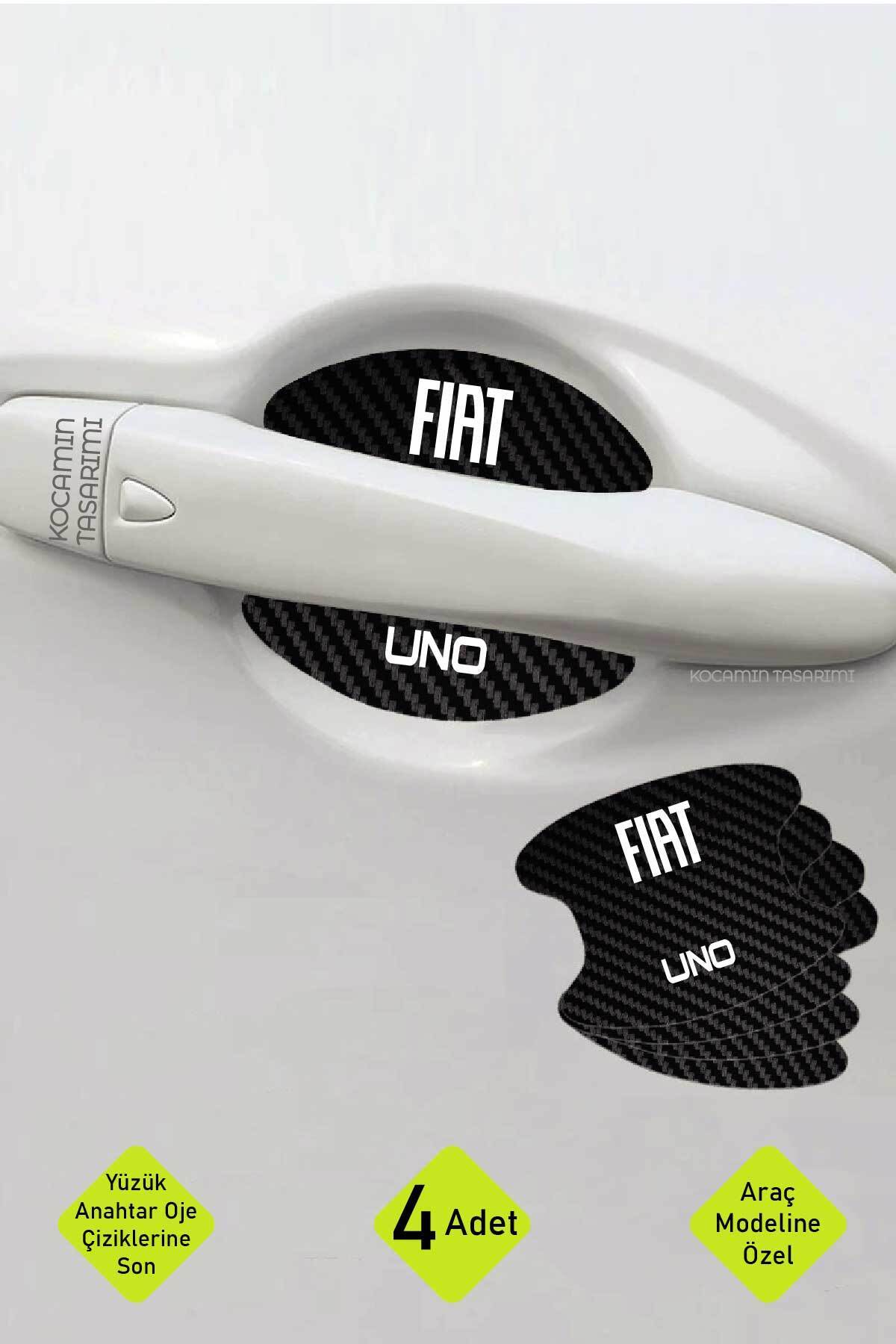 Kocamın Tasarımı Fiat Uno Modeline Özel 4 Adet Karbon Desenli Çizik Önleyici Kapı İçi Folyo Takımı Uno Yazılı