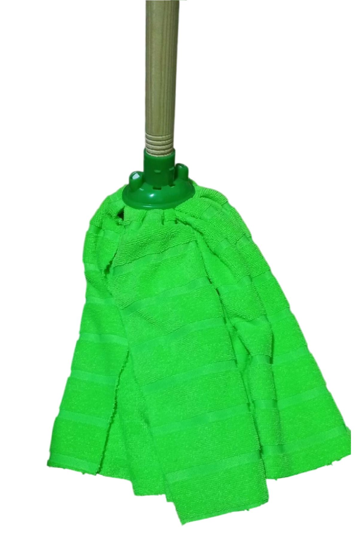 WİKRO 1 Adet Mop 1 Adet Ahşap Sapı ile takım Mikrofiber Mop Paspas Yeşil