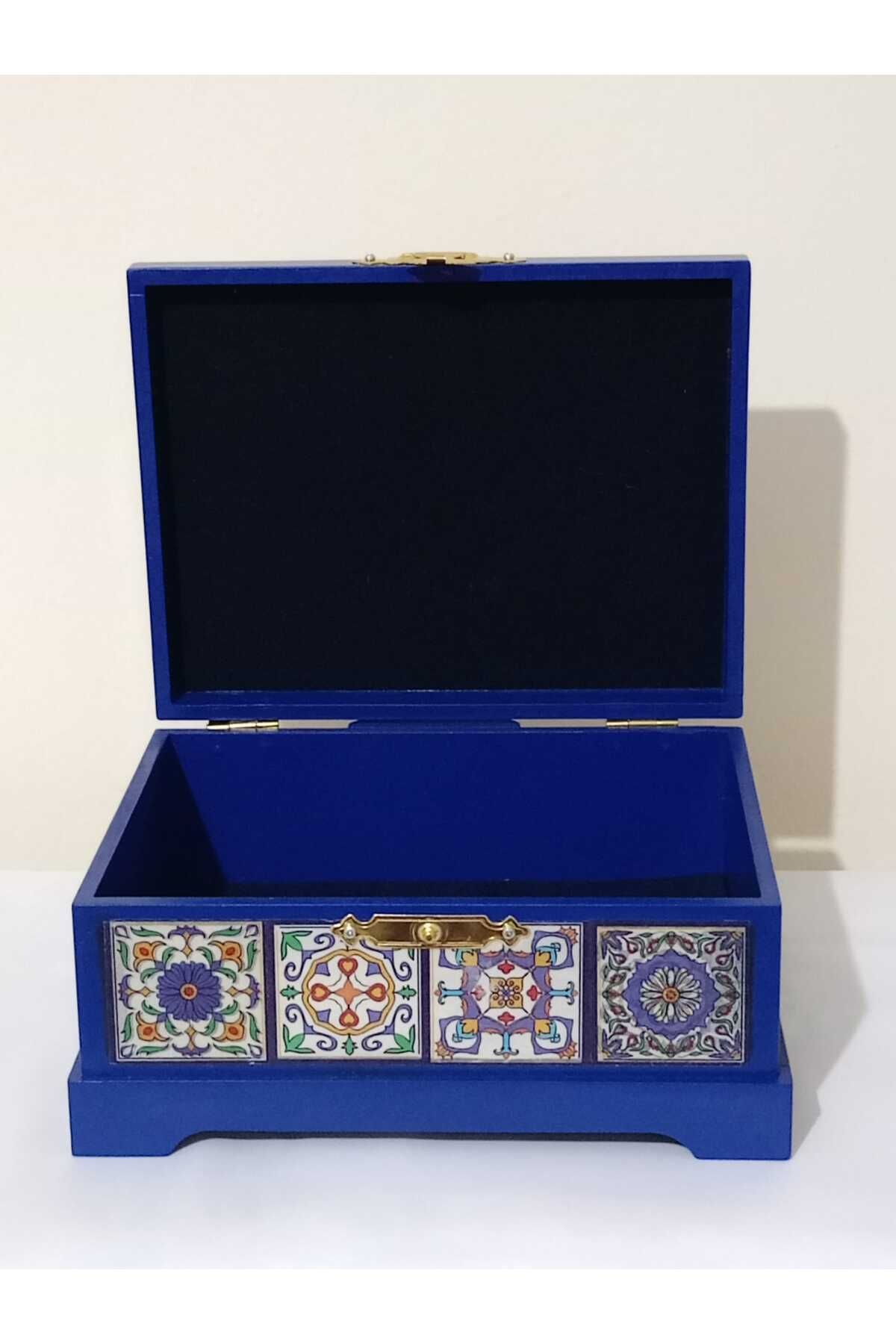 Altınyapı Hobi Market-Wooden Tile Pattern Parlement Decorative, Gift, Jewelry, Accessories, Note Box 20X26X10 cm 4
