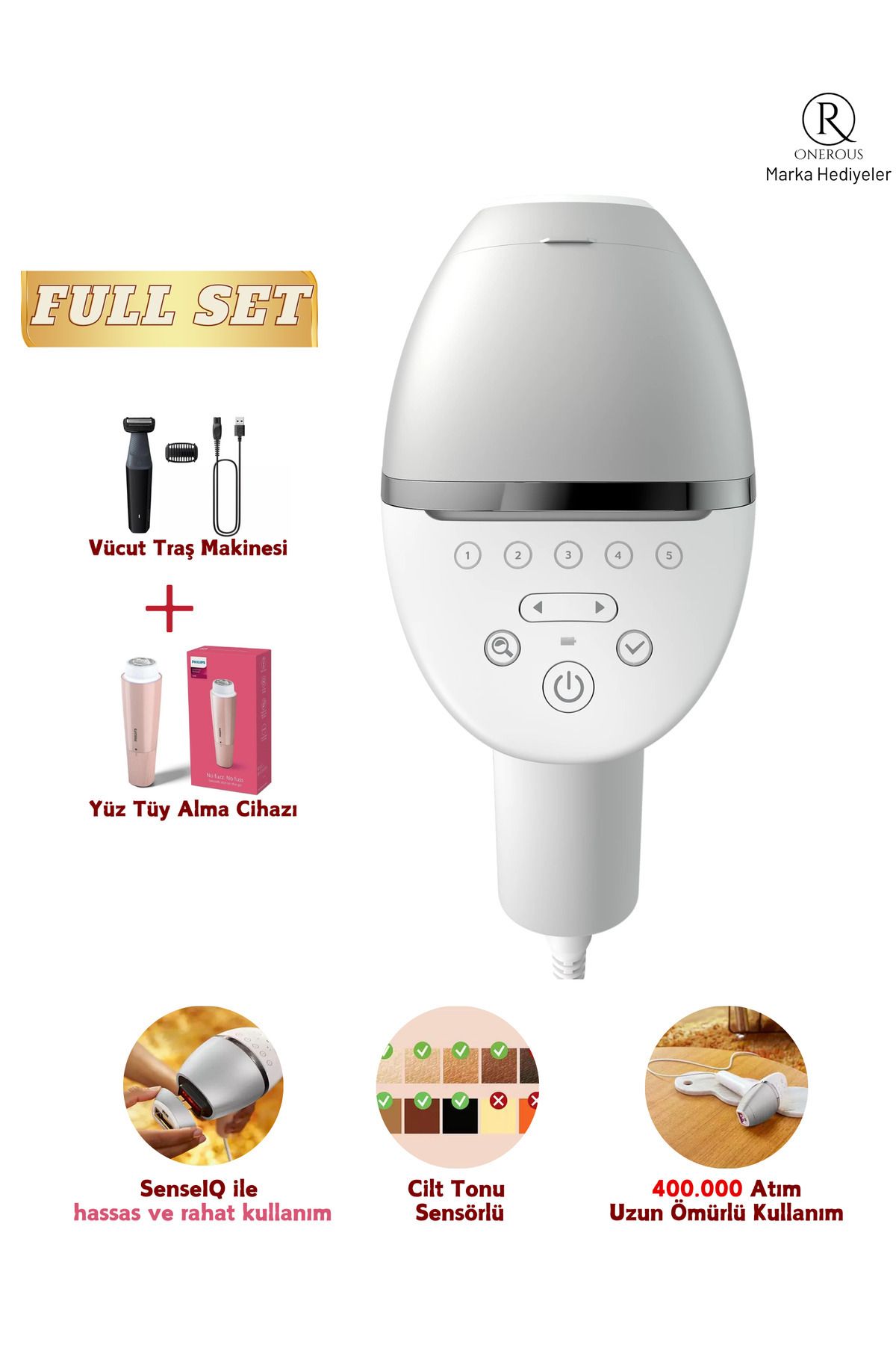 Philips Lumea Ipl 8000 Seri Premium Epilasyon Full Set | Otomatik Cilt Tonu Algılayıcı Akıllı 450.000 Atım