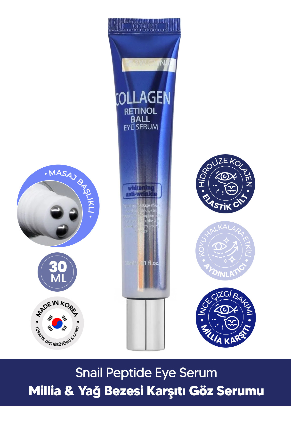 3W CLINIC Millia Yağ Bezesi Karşıtı Soğutucu başlık Retinol Göz Serumu 3W Clinic Collagen Retinol Eye Serum
