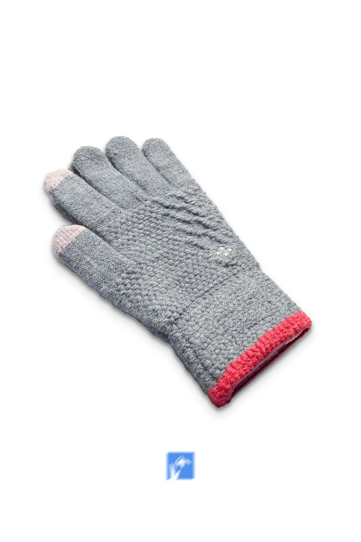 Kardelen Butik Denizli-Autumn and Winter Warm Double Layer Pearl Stone Thick Gloves Touch Screen Ski Gloves 5