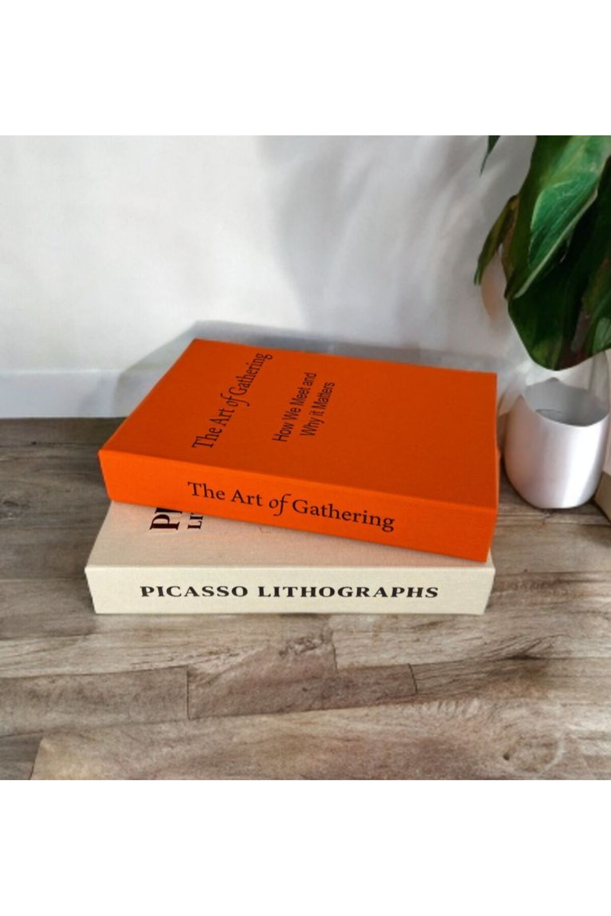 PEKİBU-Orange and Beige Set of 2 Decorative Bookcases 6