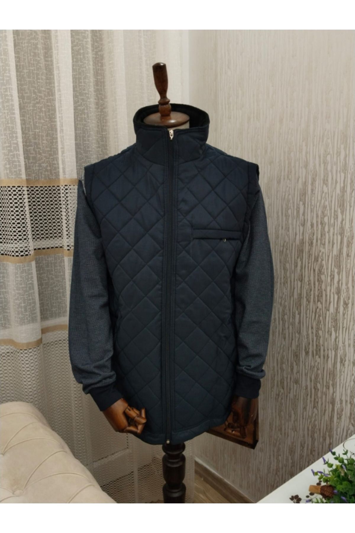 LUSSOLİFE-Battal Quilted Inflatable Fleece Dad Vest 1