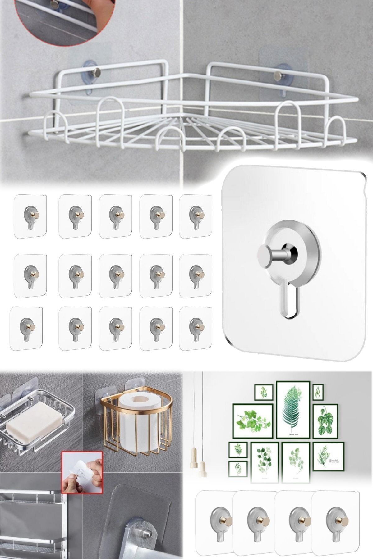 teknotrust-15Pcs Clear Strong Not Leaving Marks Painting Snap-Without Punching Wall and Damaging 2