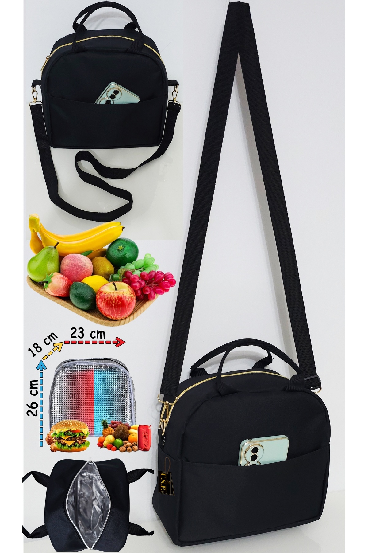 USF Anne Bebek Askılı Taşıma Çantası Isı yalıtımlı Termal Termoslu Yemek, Mama, Beslenme, Gıda Çantası fotoğrafı 5 (önizleme)