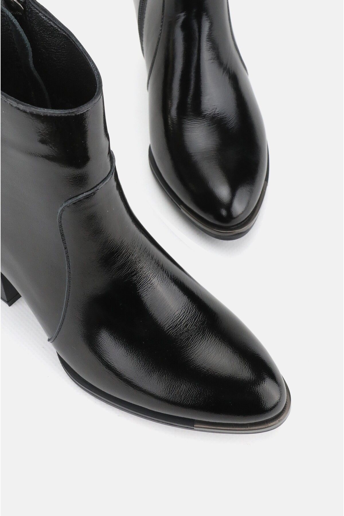 TUNAELLİ-Women's Black Patent Leather Genuine Natural Leather Number 36-41 Thick Heel Boots & Booties 2