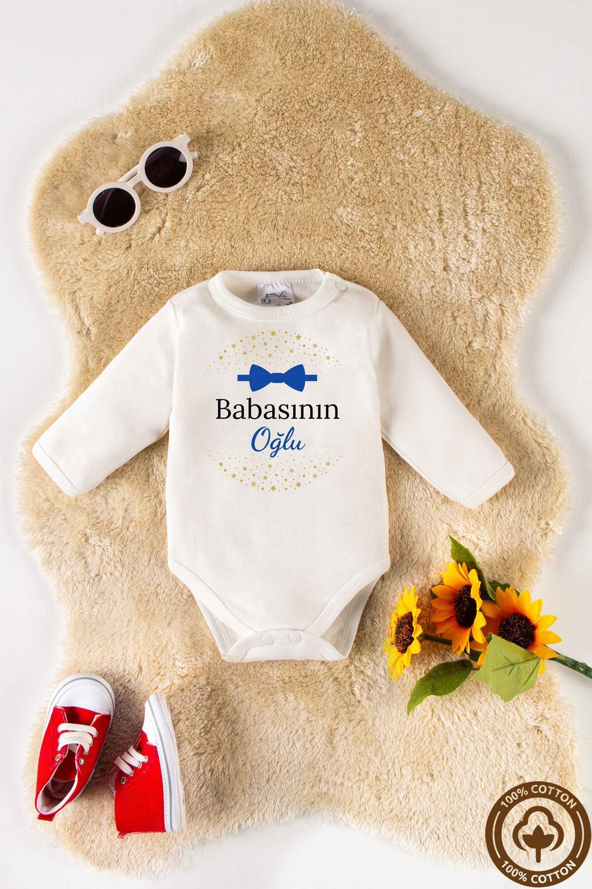 miniel organic Erkek Bebek %100 Organik Pamuklu Baskılı 0-12 Ay 2Li Uzun Kollu Bebek Body Zıbın fotoğrafı 2 (önizleme)