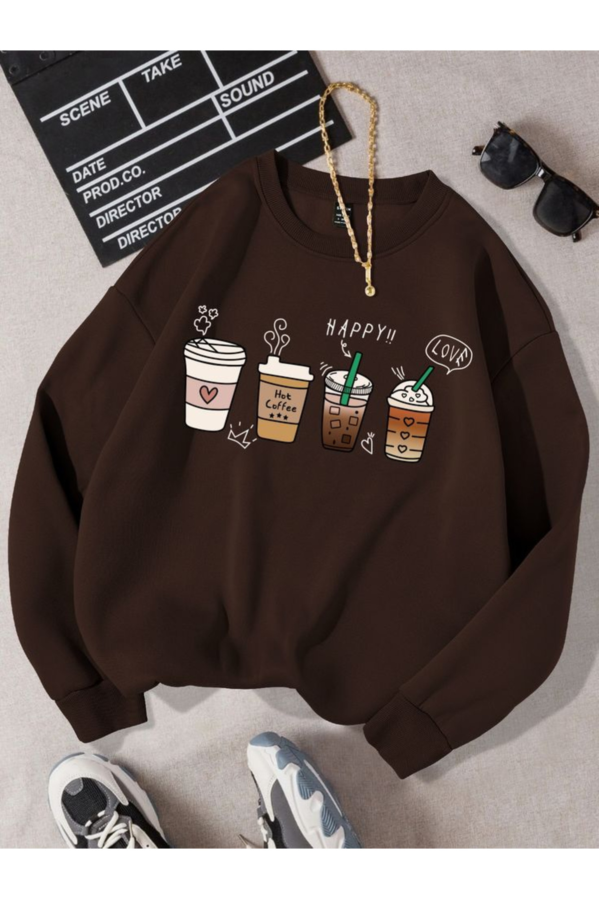 سويت شيرت بطبعة قهوة