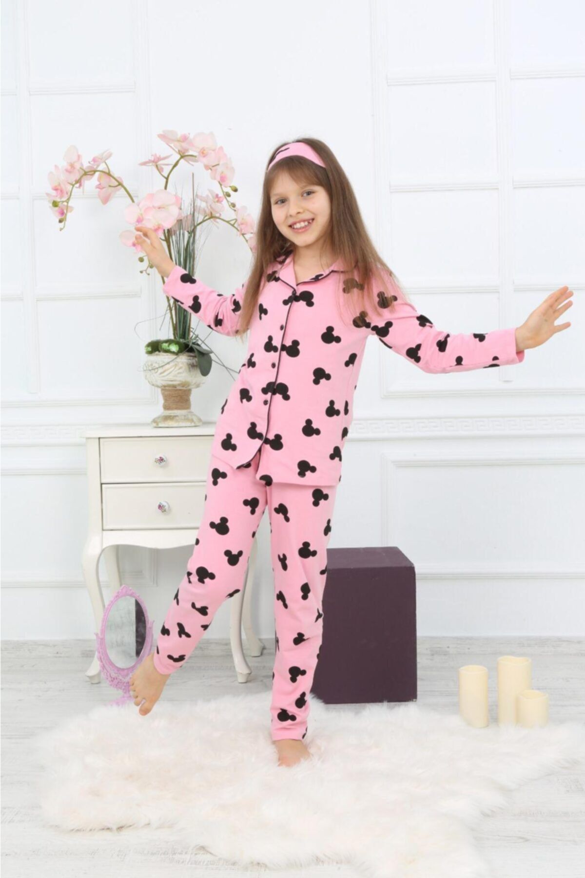 Lolliboomkids Kız Çocuk Pembe Renk Desenli Pijama Alt Üst Takım fotoğrafı 5 (önizleme)
