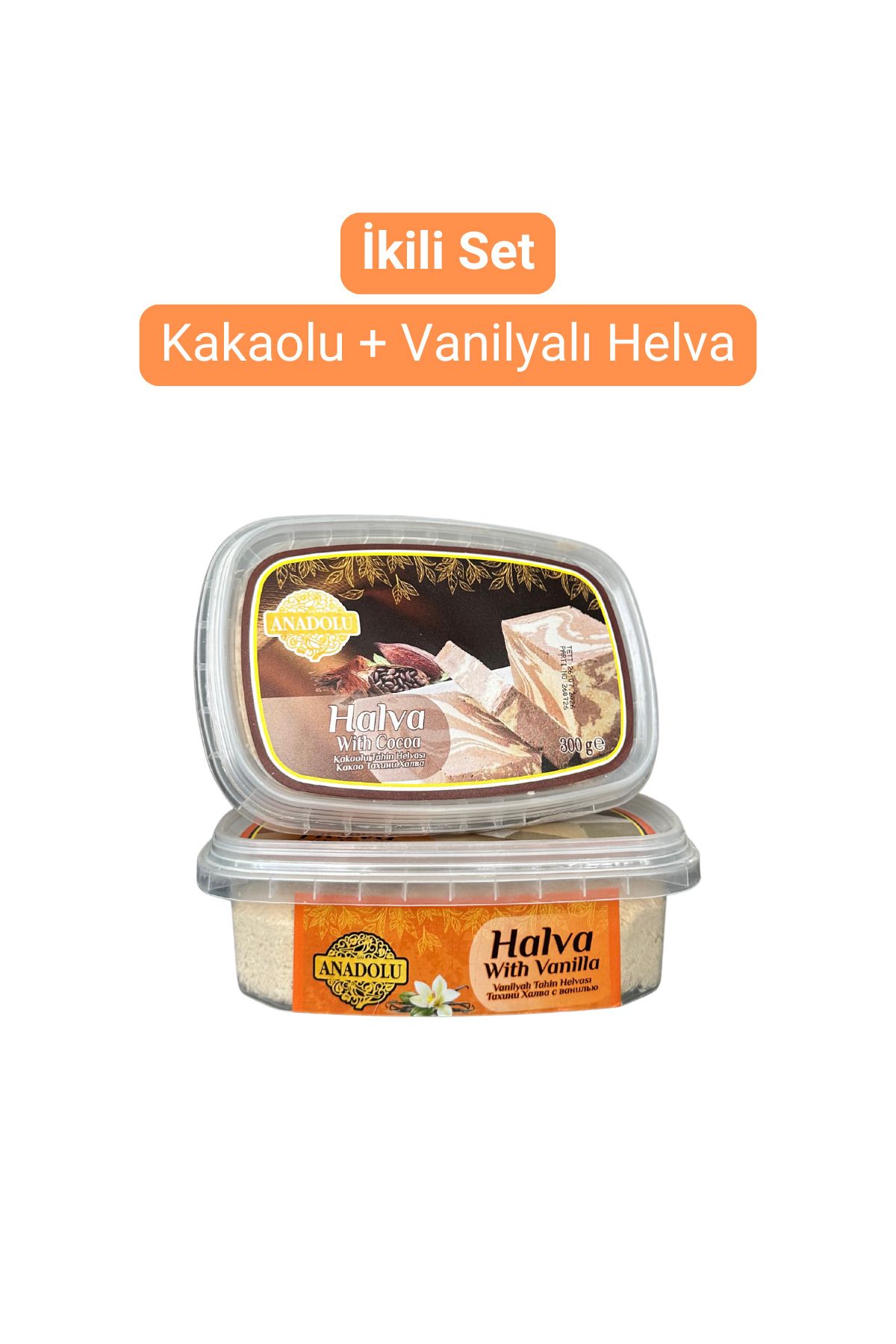 gül anadolu Kakaolu ve Vanilyalı Tahin Helvası İkili Set 2x300 gr