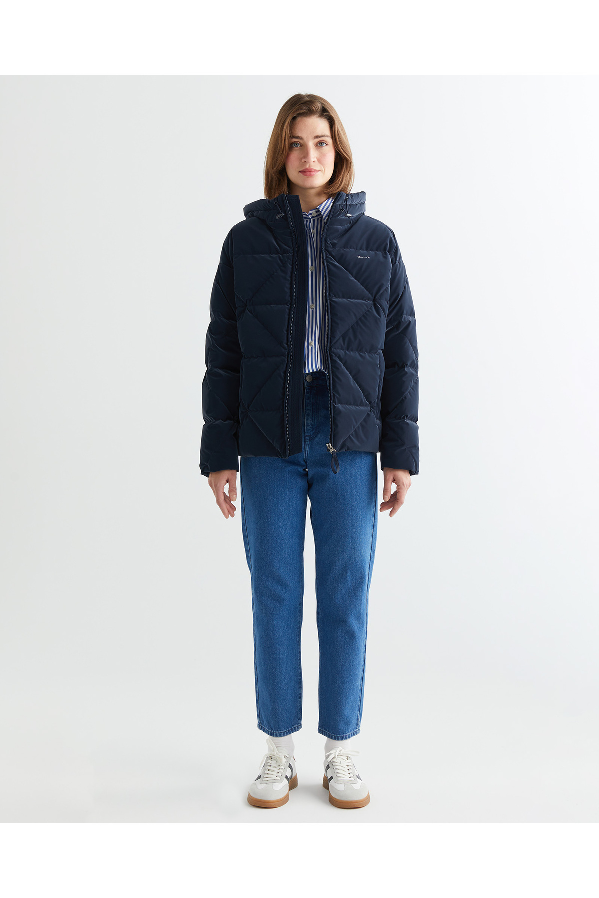 Gant  Kadın Lacivert Kapüşonlu Kapitone Mont - Görsel 3