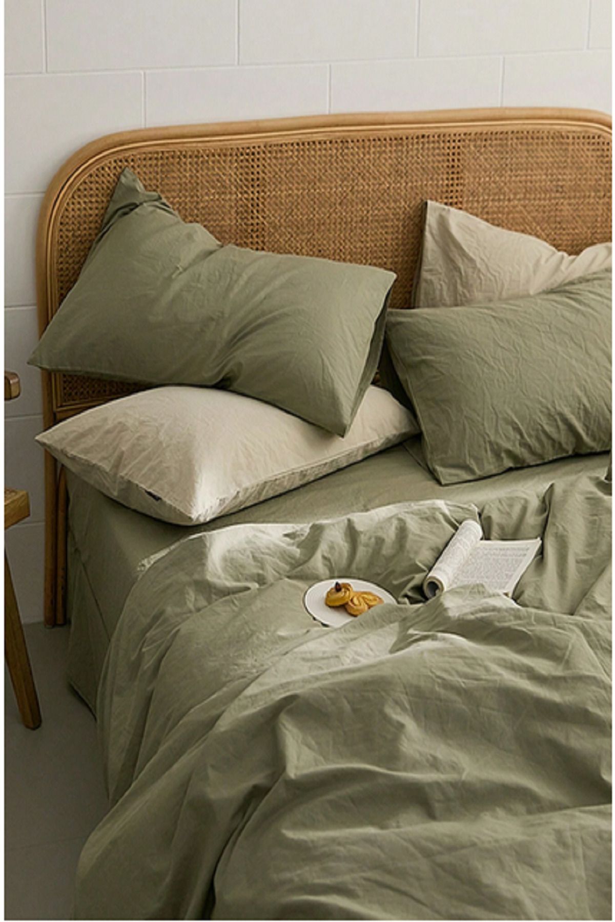 LaLiva-Luxury & Sheet Elastic Akfil Fabric 100% Organic Cotton - Double Duvet Cover Set Green 5