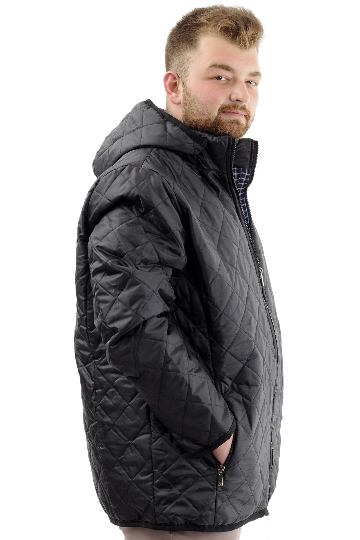 ModeXL Mode XL Erkek Büyük Beden Şişme Mont Cepli Fermuarlı Soğuk Geçirmez U24600 Antrasit görsel 3