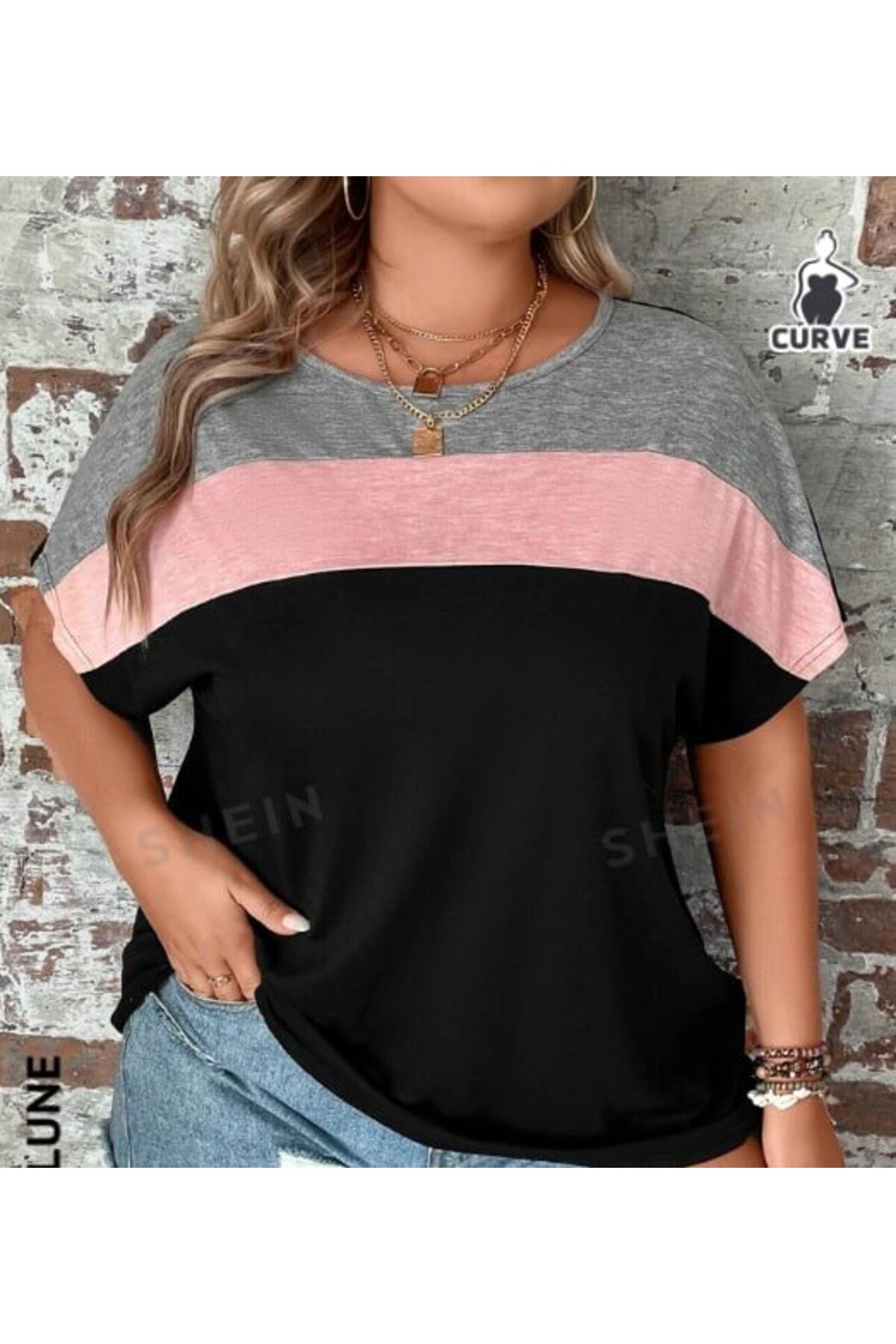 HOOK-Sheinn Lune Plus - Color Block Bat Sleeve XL T-Shirt 1