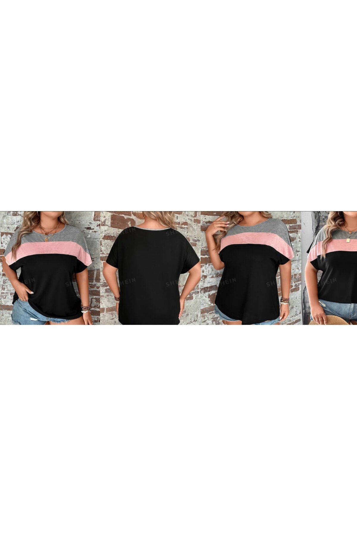 HOOK-Sheinn Lune Plus - Color Block Bat Sleeve XL T-Shirt 2