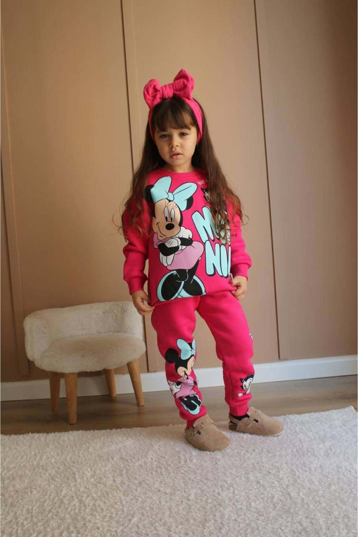 MİNİKO KİDS-Girl's Mickey Model 3 Threads Charted Thick Winter Tracksuit 1