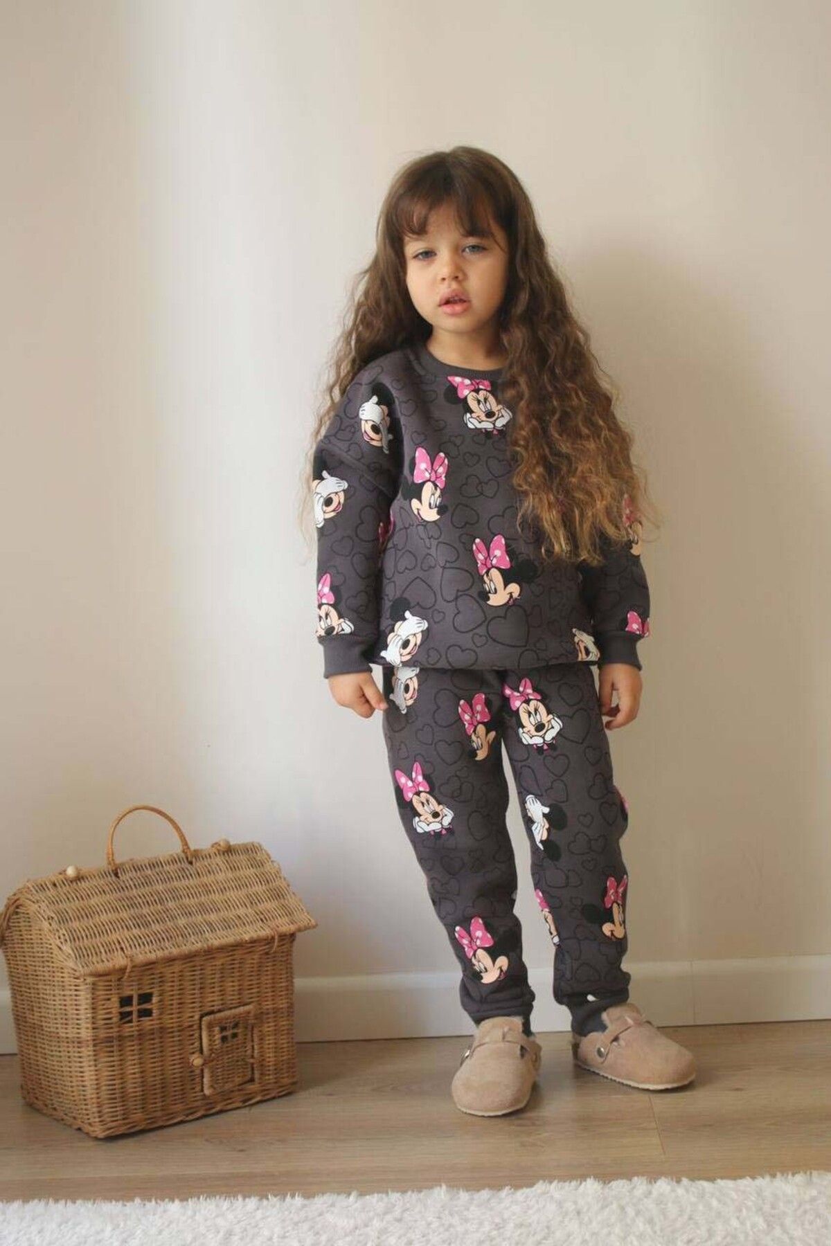 MİNİKO KİDS-Girls Mickey Model 3 Thread Raster Thick Personality Tracksuit Set 1