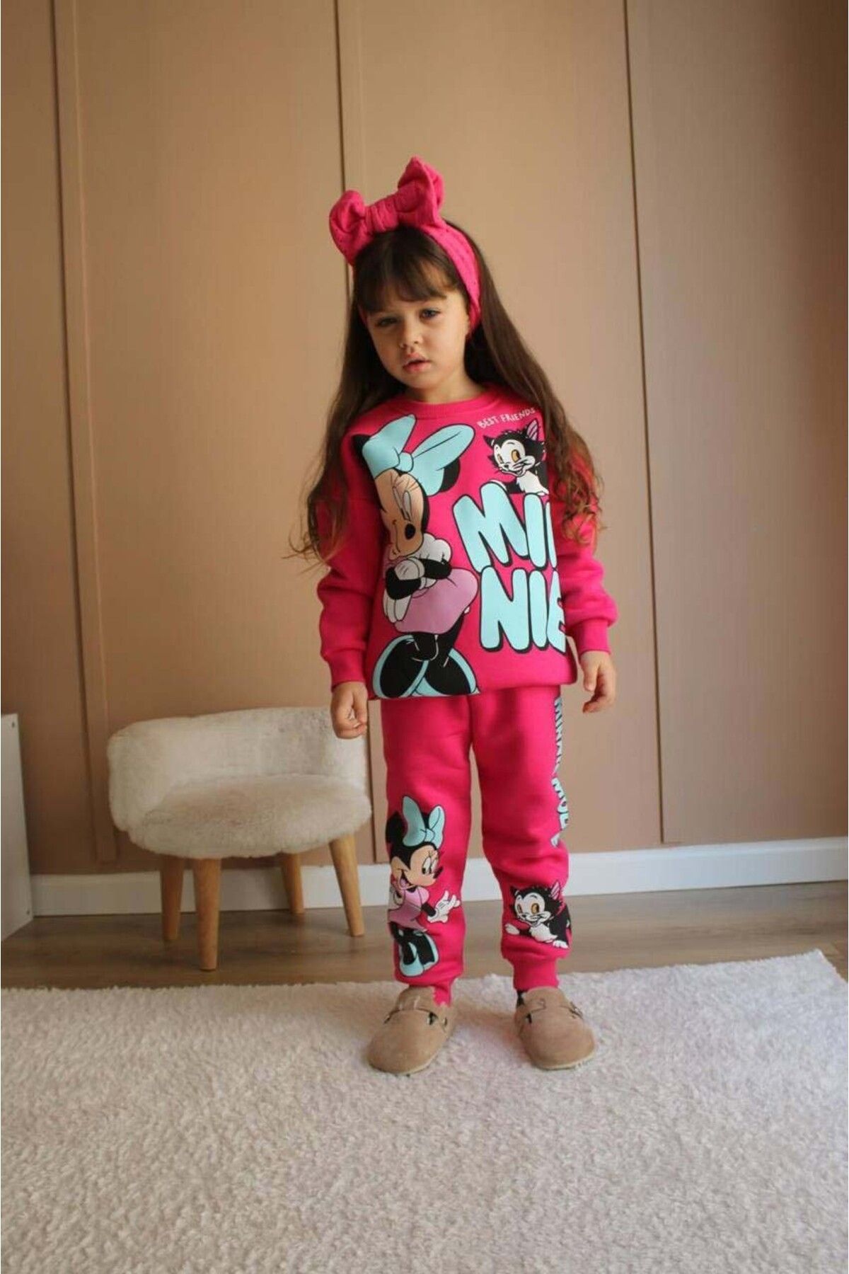 MİNİKO KİDS-Girl's Mickey Model 3 Threads Charted Thick Winter Tracksuit 3