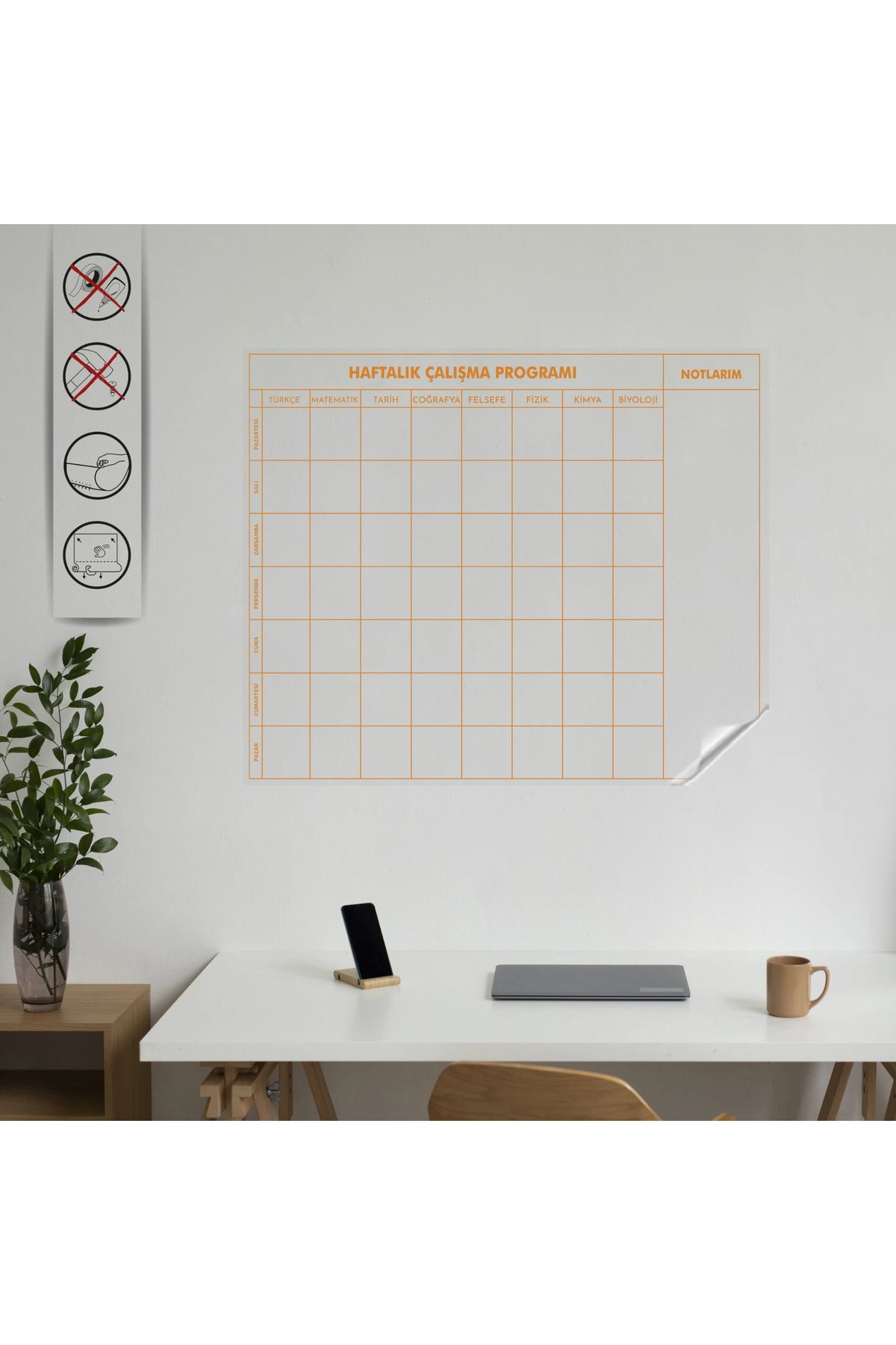 ZERO LAND Statik Kağıt 9-10-11-12.Sınıf Haftalık Ders Çalışma Programı 100 CM X 120 CM FLKRY