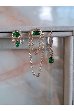 gamze jewellery Üçlü Küpe Seti