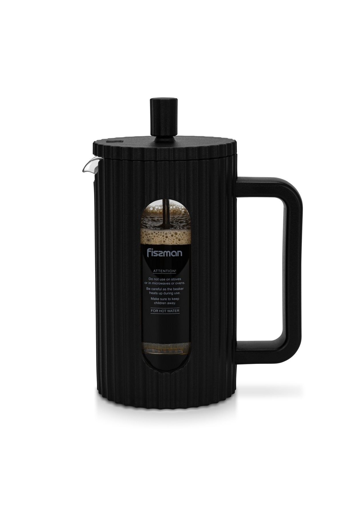 Fissman-French Press Coffee and Tea Maker 350mL, Thick Borosilicate Glass Black 2