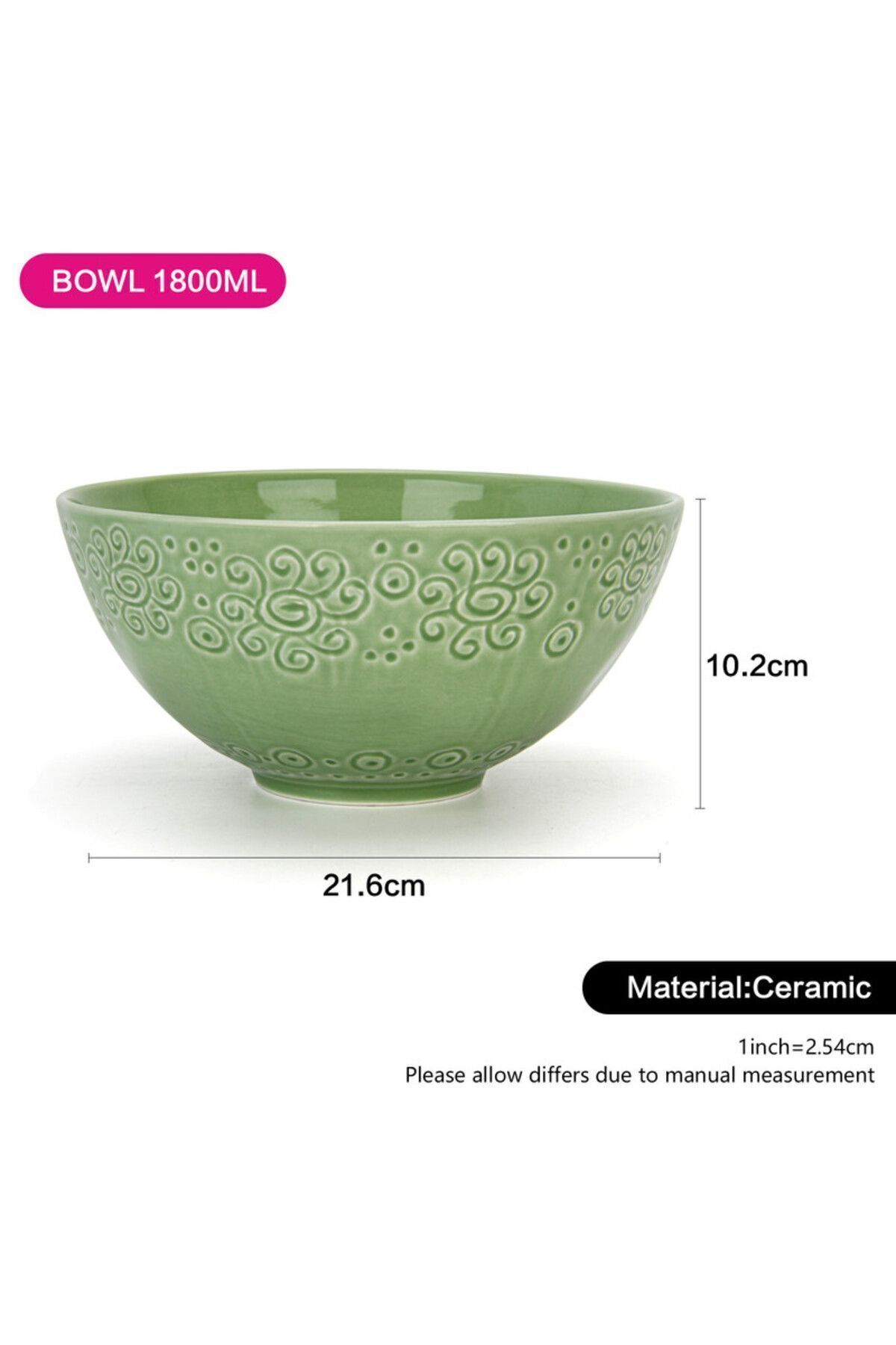 Fissman-Ceramic Bowl Green 21.6cm 3