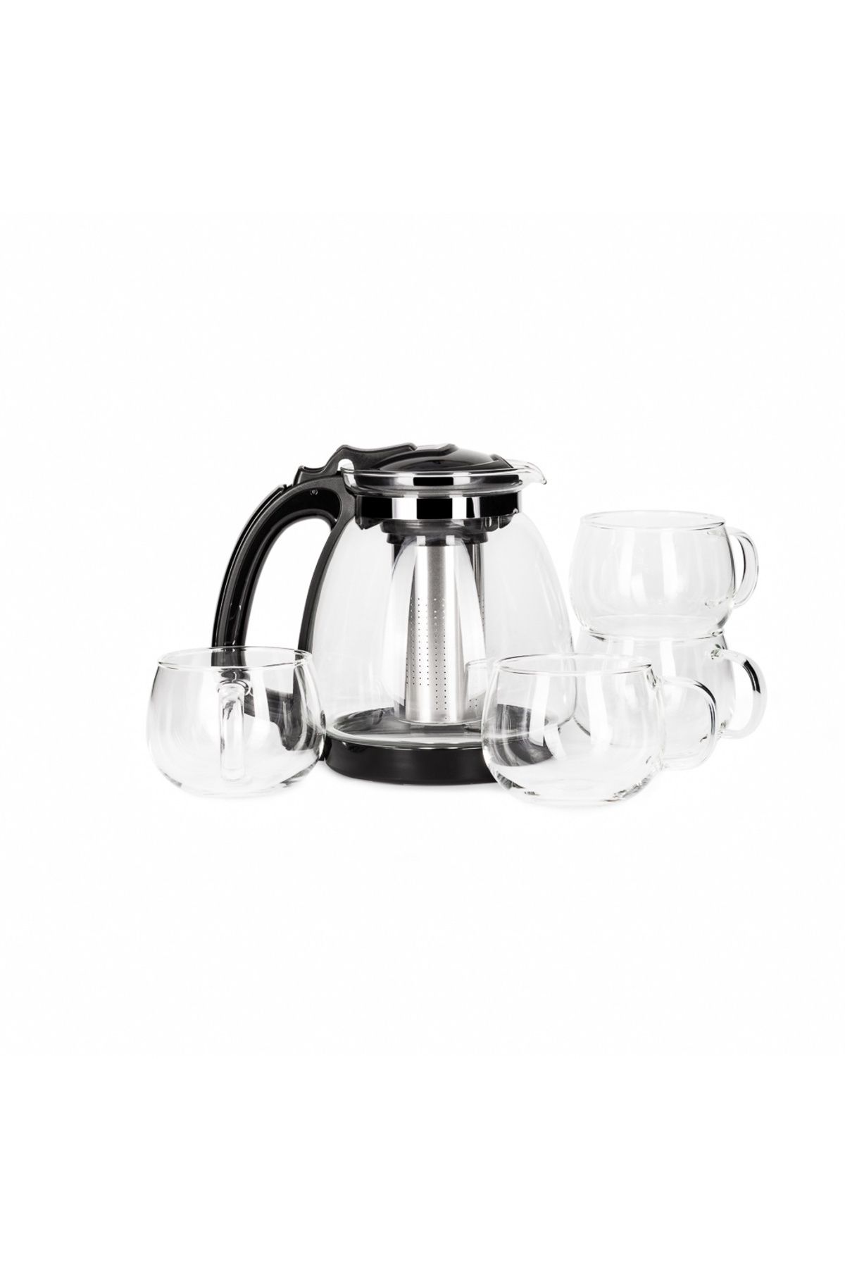 Fissman-5-in-1 Teapot Set — Teapot 2L, 4-Piece Tea Cup 320mL — Borosilicate Glass Teapot w/ Infuser 1