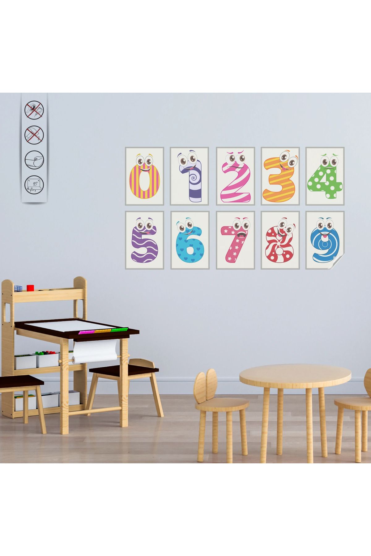 ZERO LAND Statik Tutunma Özellikli Rakamlar 10'lu Poster Set 20 CM X 30 CM FLKRY