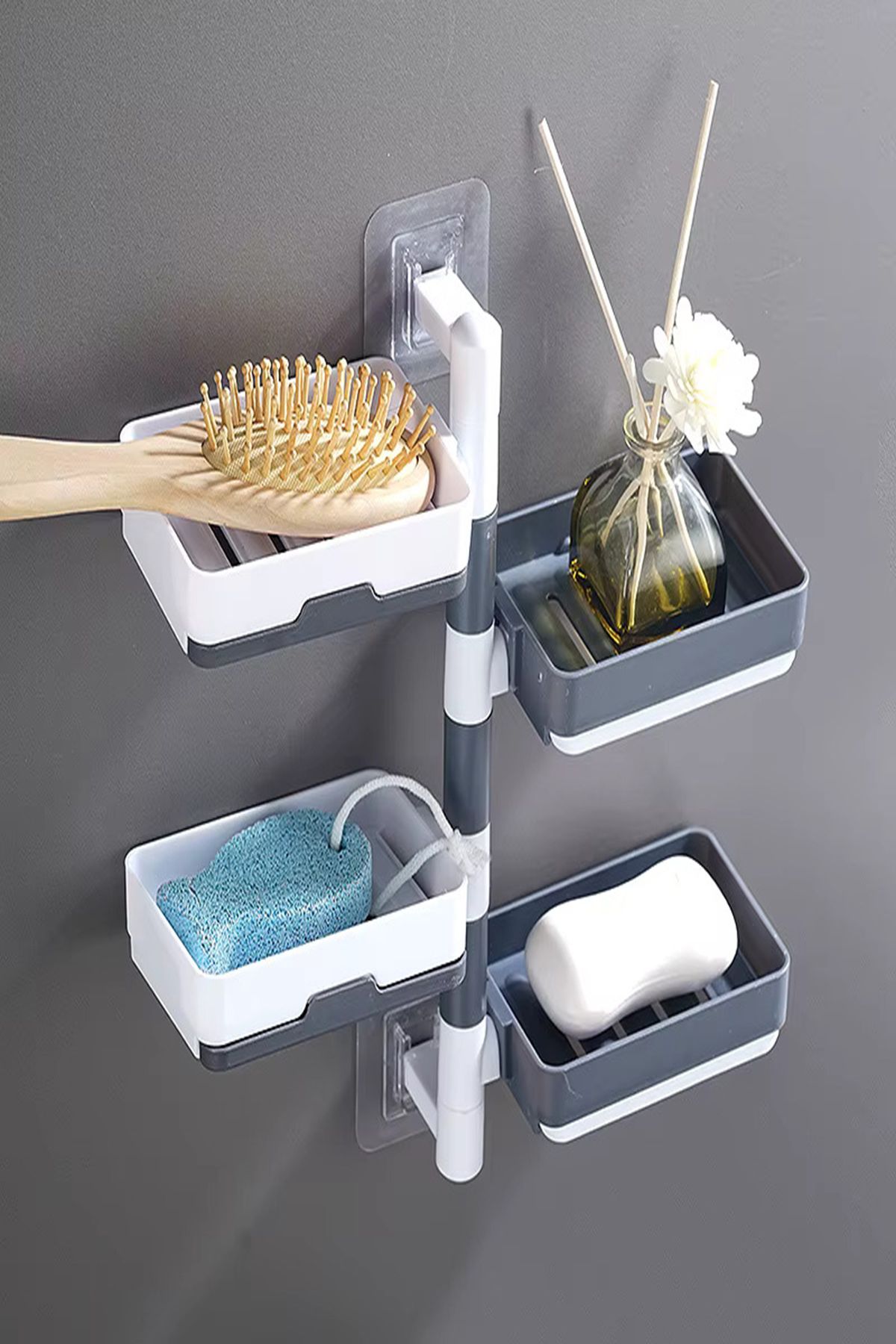 Tor Store-4 Tiers Bathroom Organizer Organizer Soap Dish Self Adhesive 180 Degree Rotatable Soap Dish 1