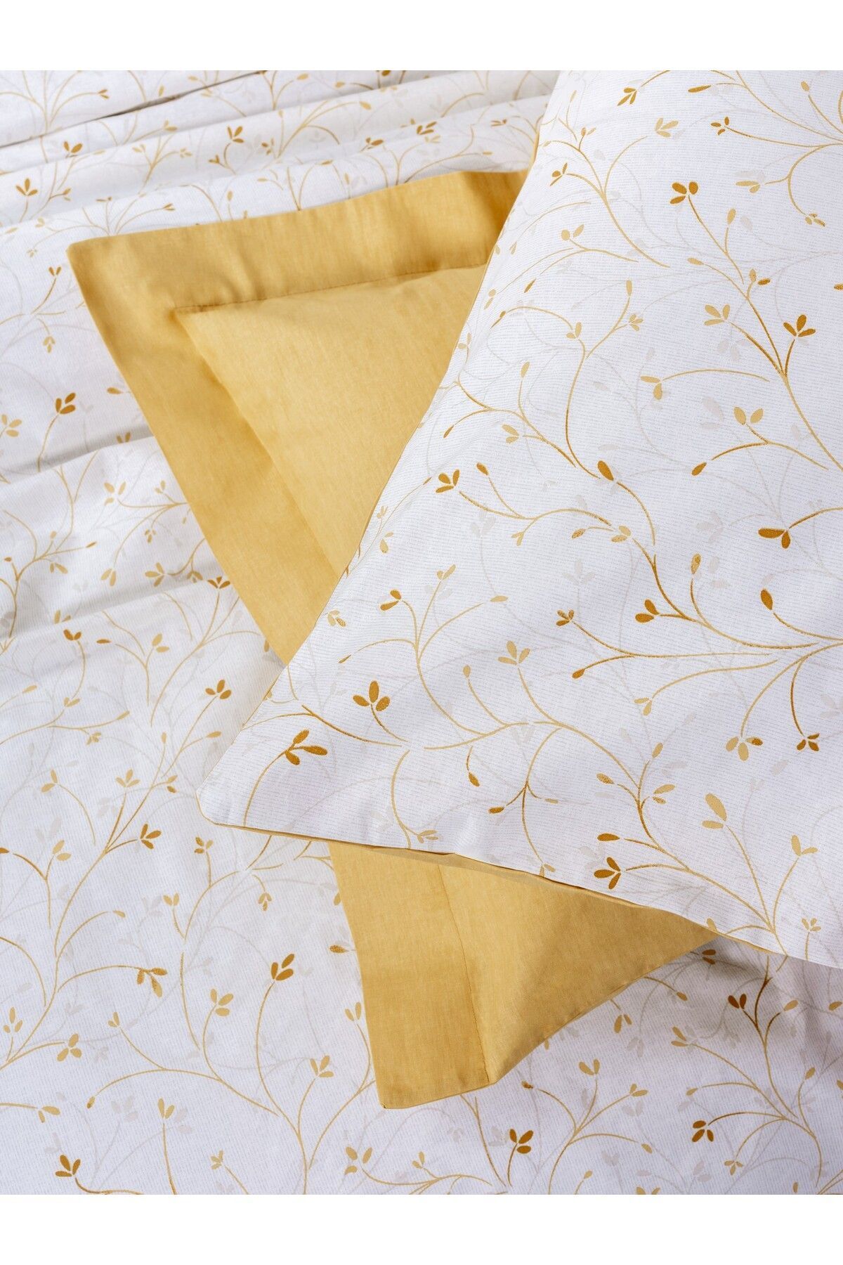 ŞENER HOME-Cottonbox Petite Double Tiny Mustard Duvet Cover Set - Elastic Sheet 2