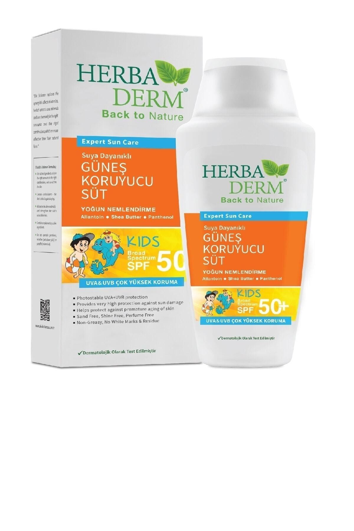 Herbaderm Çok Yüksek Koruma Suya Dayanıklı 50+ Spf Güneş Sütü Cocuk 150 Ml