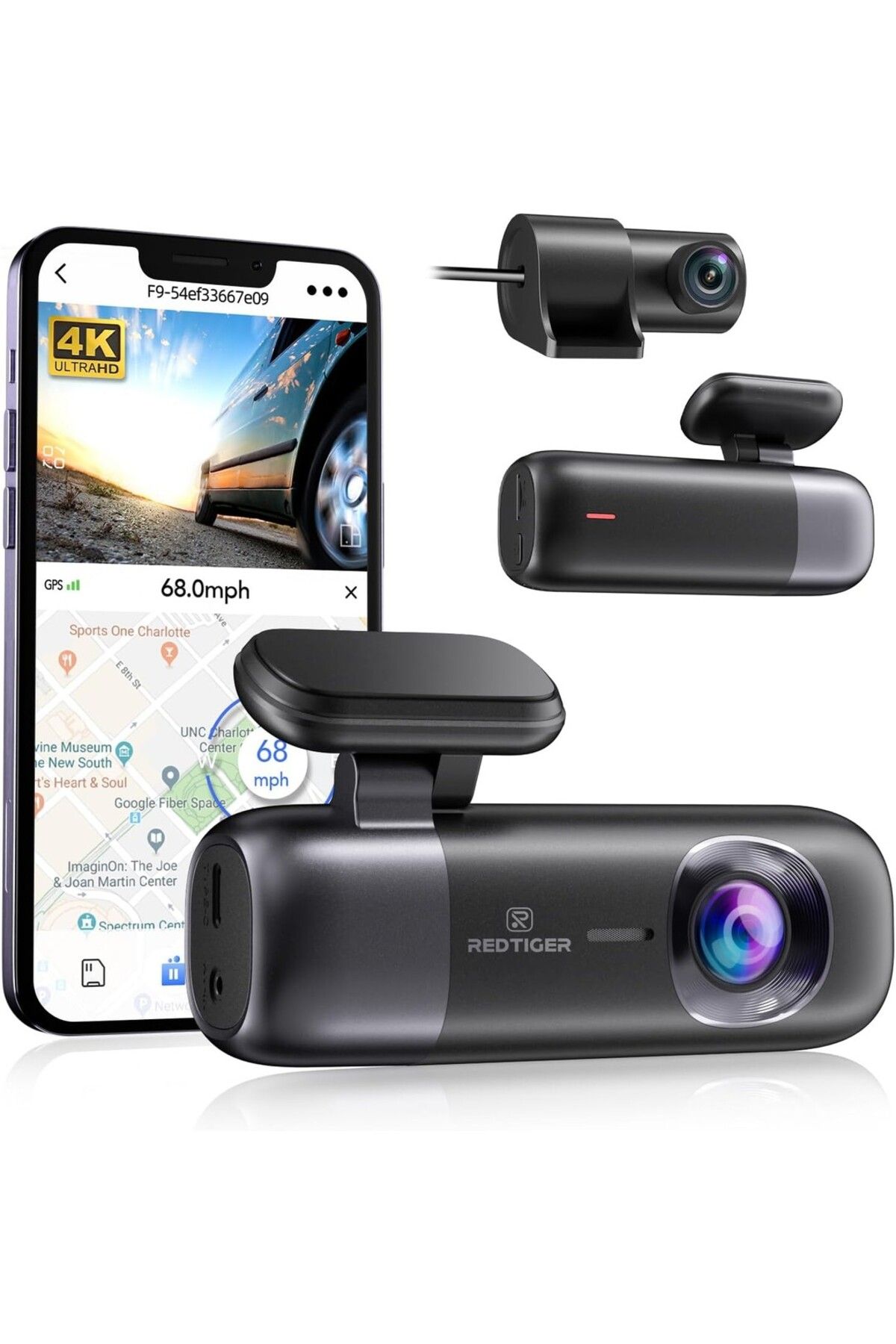 Red Tiger F9 4K Dash Cam, Ön ve Arka 1080P FHD, Wi-Fi, GPS, Gece Görüşlü