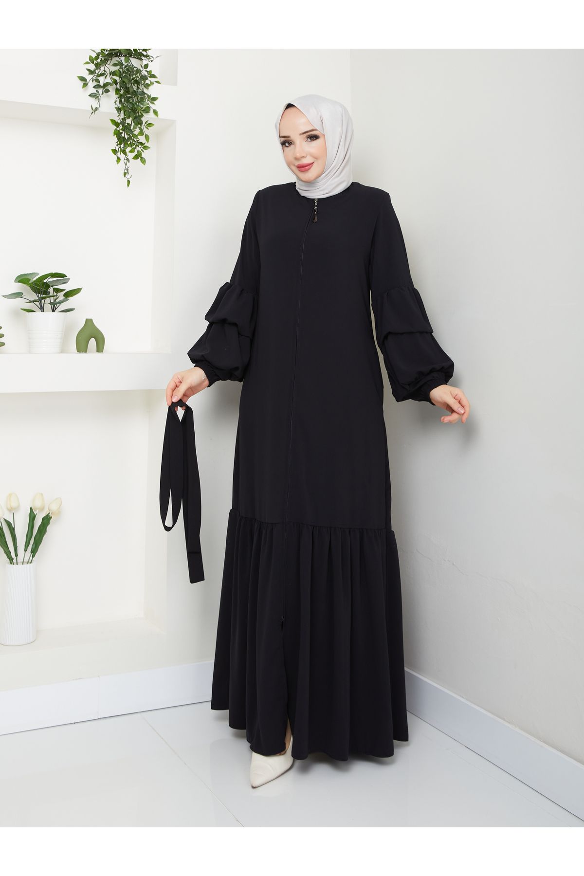 MODA ESRE FASHION-Medina Hijab Clothing - Balloon Sleeve and Gathered Skirt, Silk Ferace 7