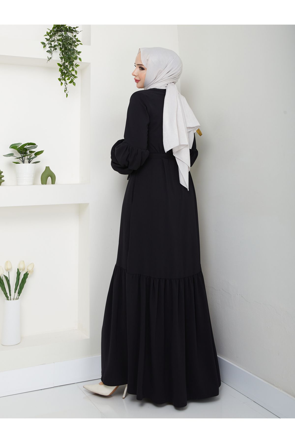 MODA ESRE FASHION-Medina Hijab Clothing - Balloon Sleeve and Gathered Skirt, Silk Ferace 4