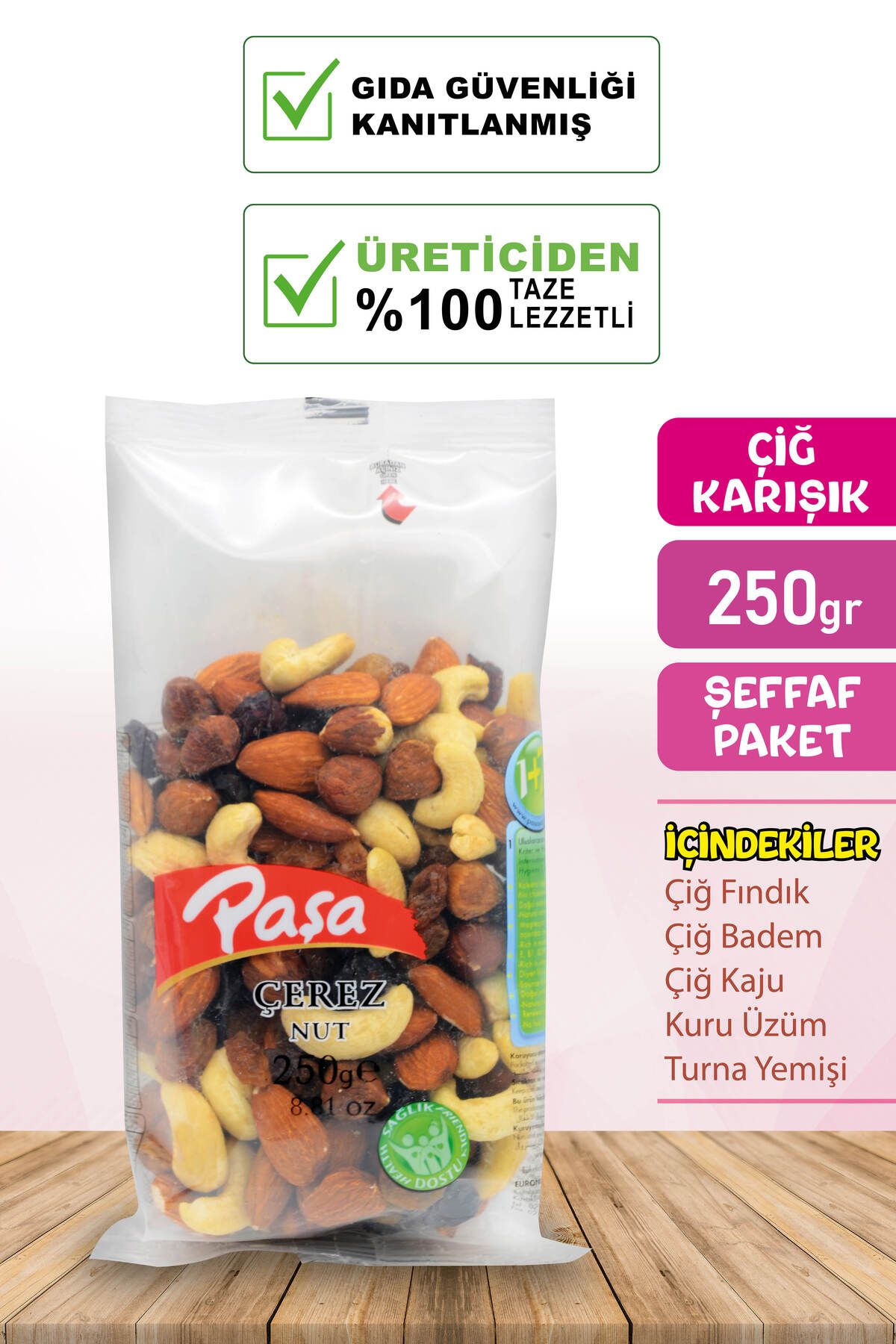 Paşa Kuruyemiş Çiğ Karışık Naturel Kuruyemiş 250 Gr