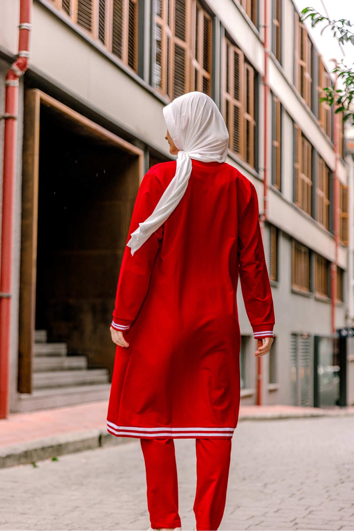 SELF CONTROL-Red Hijab Tracksuit Set - Triple Tunic Set 4