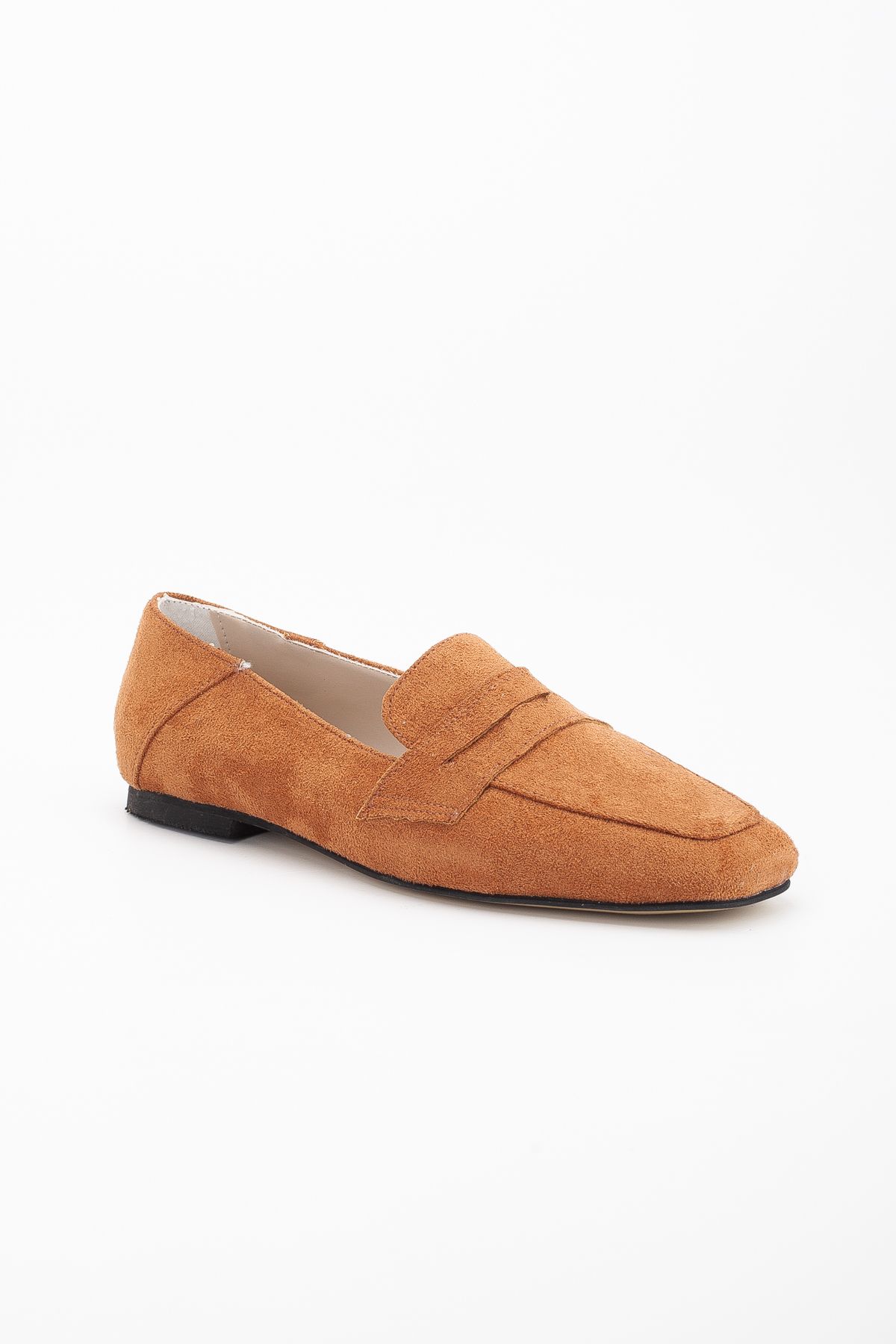 LİLLA-Women's Cornered Shape Tan Ballerinas 4