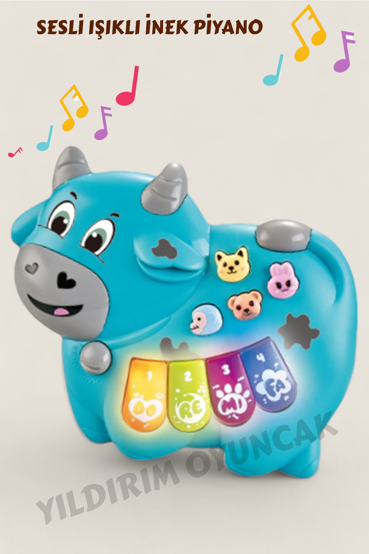 YILDIRIM OYUNCAK Sesli Işıklı Müzikli İnekli Bebek Piyanosu - Müzikli Işıklı Bebek Piano Eğitici fotoğrafı 3 (önizleme)