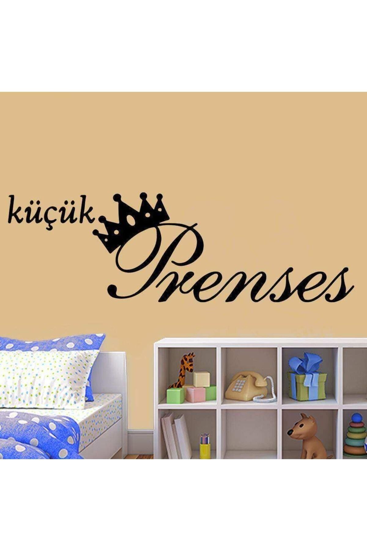 MLH STORE Taçlı Küçük Prenses Yazılı Dekoratif Çocuk Odası Duvar Sticker, Çıkartma, Etiket