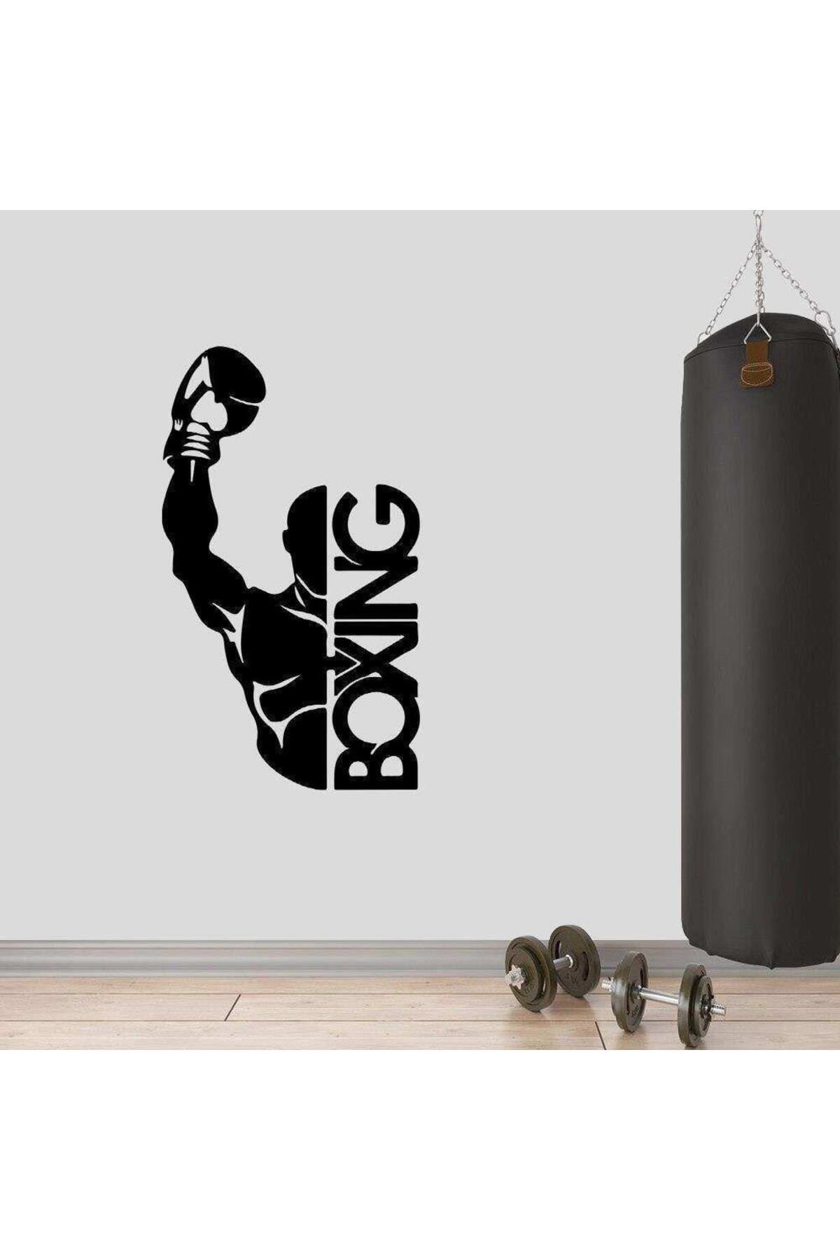 MLH STORE Boxing, Şampiyon Boksör Dekoratif Duvar Sticker, Çıkartma, Etiket Siyah