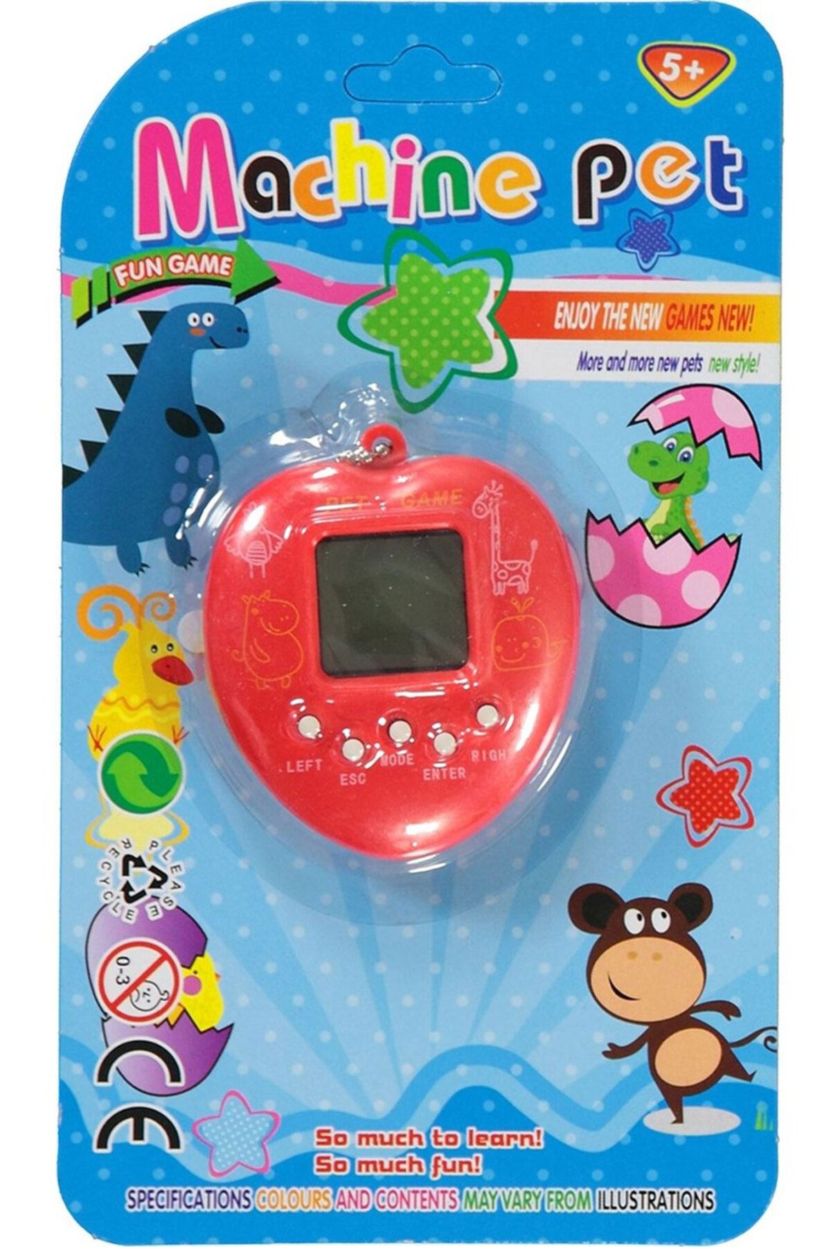 Can Toys Kırmızı Renk Sanal Bebek Oyunu 7 Cm 168 Oyunlu Tamagotchi